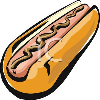 350x347 Picture Of A Hot Dog With Mustard On A Bun In A Vector Clip Art