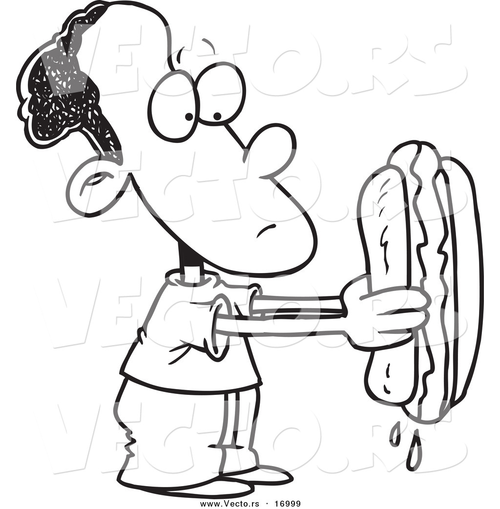 1024x1044 Vector Of A Cartoon Black Boy Holding A Big Hot Dog