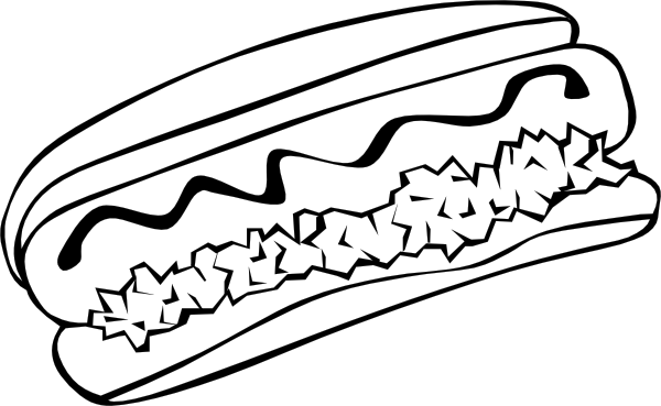 600x369 Hot Dog (B And W) Clip Art