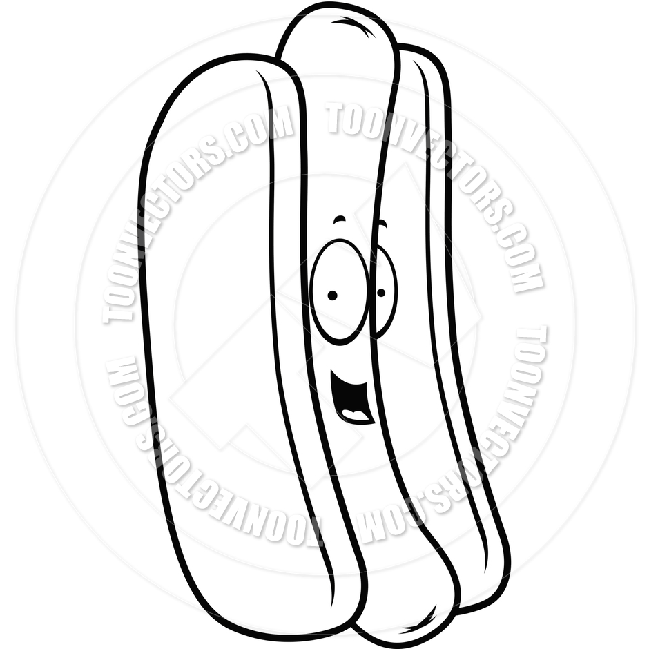 940x940 Hot Dog Bun (Black And White Line Art) By Cory Thoman Toon