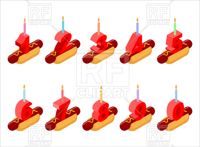 400x295 Hot Dog And Birthday Numbers Candles Royalty Free Vector Clip Art