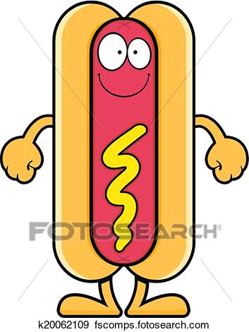 353x470 Clip Art Of Smiling Cartoon Hot Dog K20062109