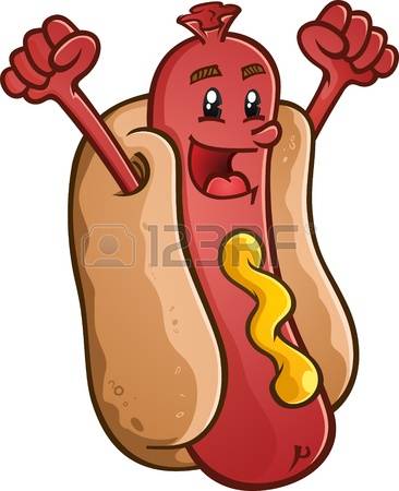 366x450 Hot Dog Hot Dog Cartoon Character With Emblem And Illustrated
