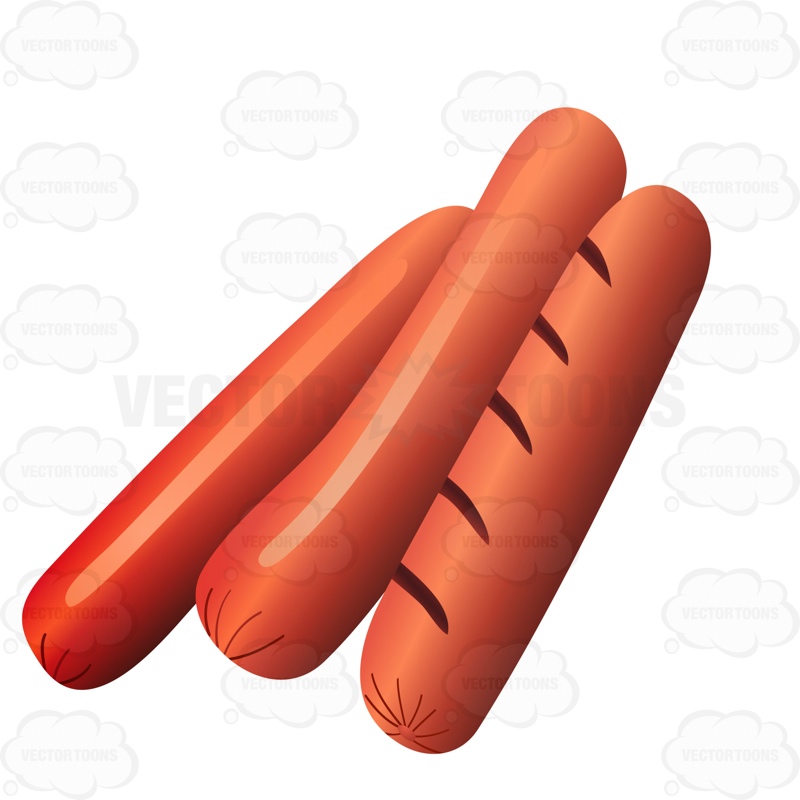 800x800 Three Hot Dogs One With Some Red And One With Grill Marks Cartoon