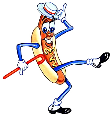 363x387 Dancing Hot Dog Clipart