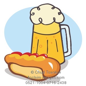 300x298 Image Of A Hot Dog With Ketchup And Mustard And A Pint Of Beer