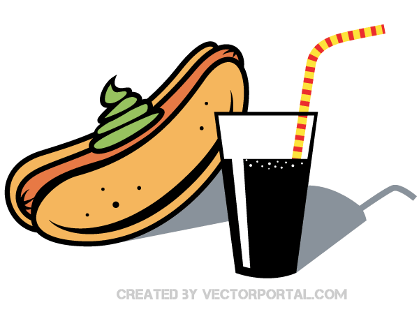 600x460 Hot Dog And Drink With Straw Vector Clip Art 123freevectors