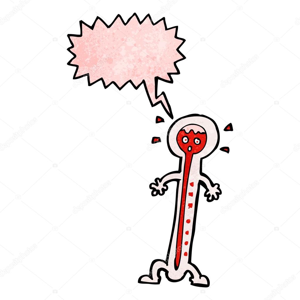 1024x1024 Cartoon Hot Thermometer With Speech Bubble Stock Vector