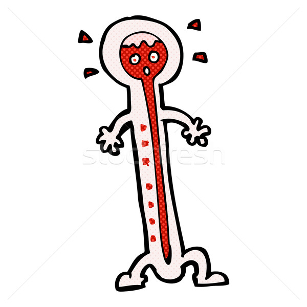 600x600 Comic Cartoon Hot Thermometer Vector Illustration