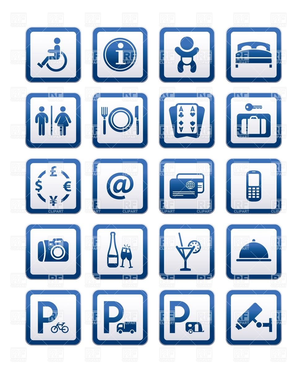 992x1200 Symbols Of Hotel Services Royalty Free Vector Clip Art Image