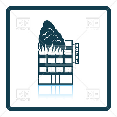 400x400 Hotel Building In Fire Icon Royalty Free Vector Clip Art Image
