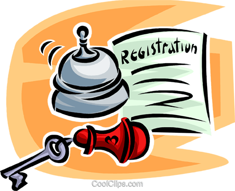 480x390 Hotel Key And Front Desk Bell Royalty Free Vector Clip Art