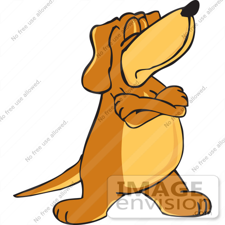 450x450 Clip Art Graphic Of A Stubborn Brown Hound Dog Cartoon Character