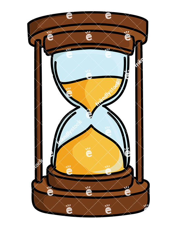 585x755 Hourglass With Gold Sand Cartoon Vector Clipart