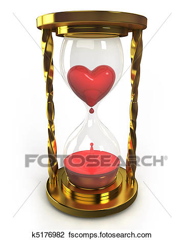 360x470 Clip Art Of Golden Hourglass With Heart And Blood K5176982
