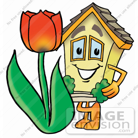 450x450 Clip Art Graphic Of A Yellow Residential House Cartoon Character
