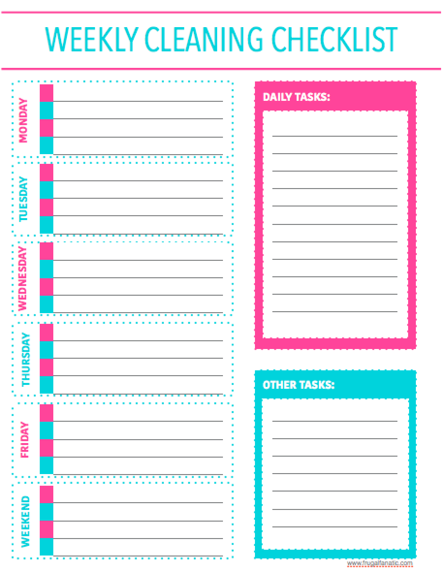 914x1180 Weekly Cleaning Checklist Printable
