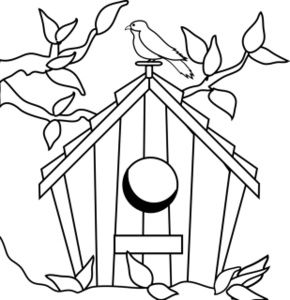 290x300 Bird House Clipart Outline