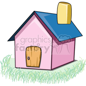 300x300 Royalty Free Little Pink House With A Blue Roof 147512 Vector Clip