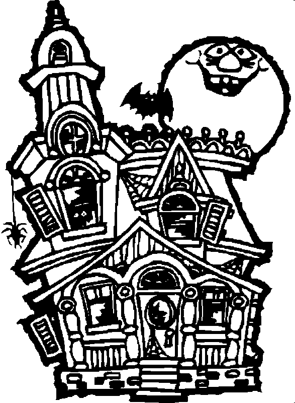 587x800 Haunted House Coloring Pages