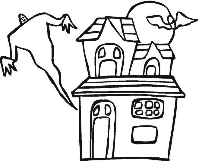 660x535 Haunted House Clipart Halloween Coloring Page