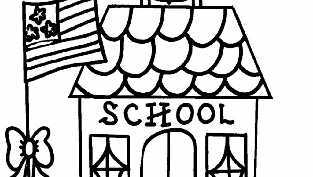 1024x580 School House Coloring Page Intended To Invigorate To Color Page