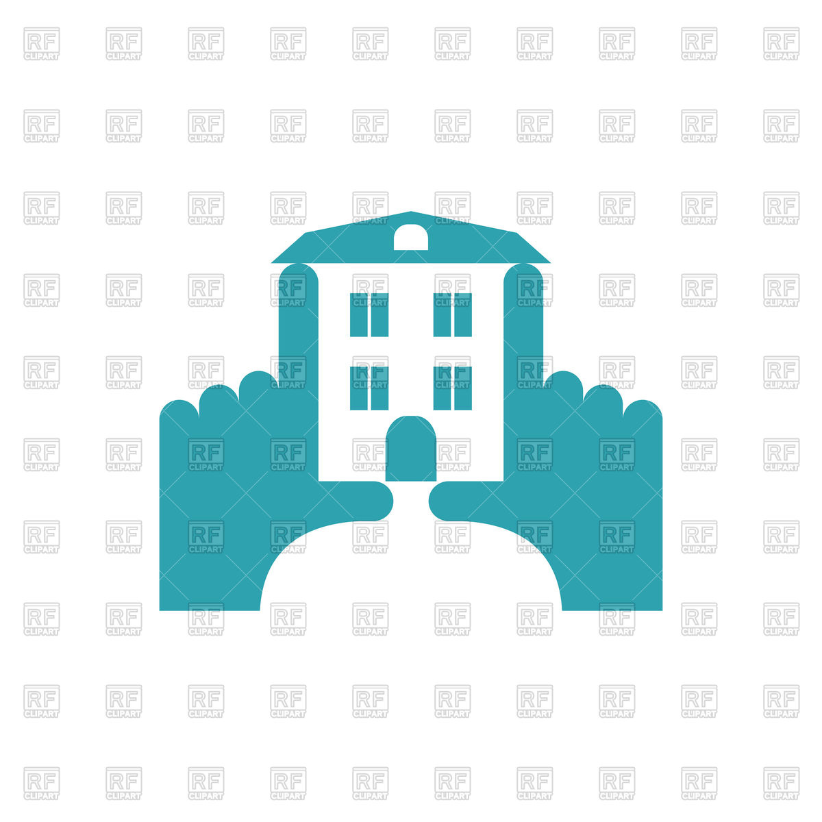 1200x1200 Hands And Building Construction Logo Royalty Free Vector Clip Art
