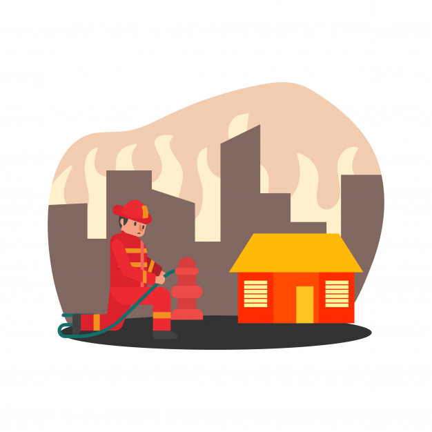 626x626 Fire Extinguisher Use Fire Hydrant To Extinguish The House Cartoon