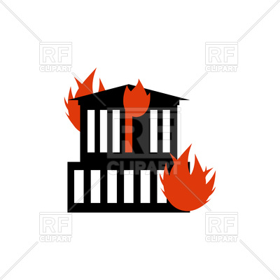 400x400 Burn Building, Fire In House Royalty Free Vector Clip Art Image