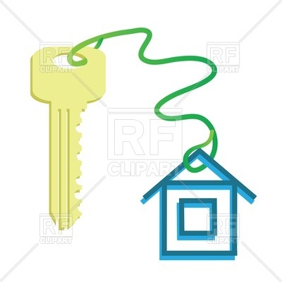 400x400 Door Key And A House As A Keychain Royalty Free Vector Clip Art