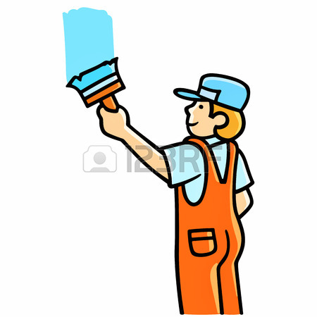 450x450 Vector Clipart. Painter Paints The Wall Of The House Royalty Free