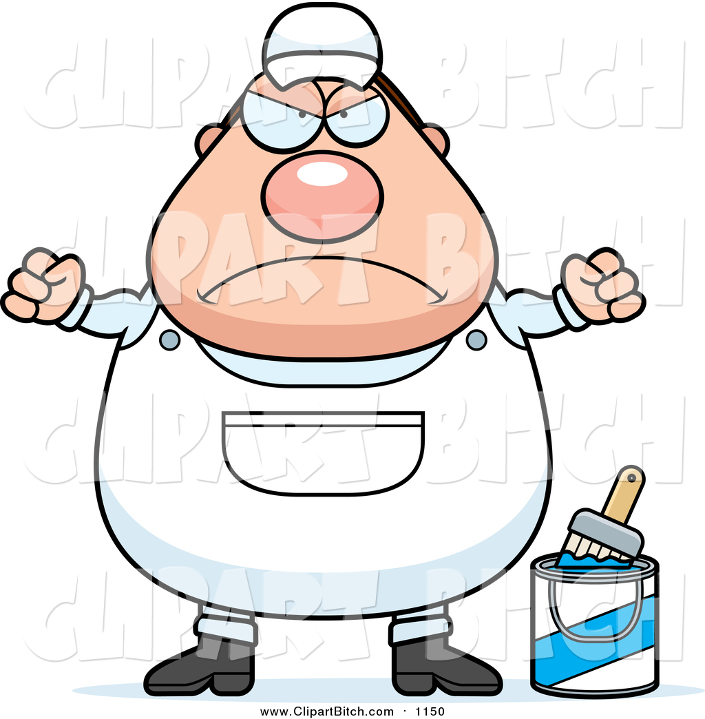 1024x1044 Clip Vector Cartoon Art Of A Angry White Male House Painter Worker