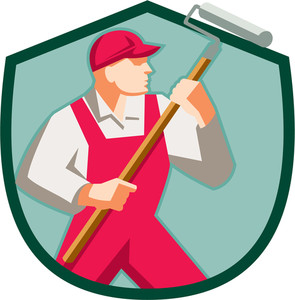 295x300 House Painter Paint Roller Painting Cartoon Royalty Free Stock