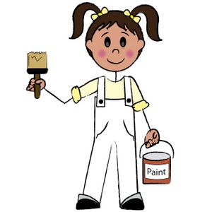300x300 Little Girl Painting Clipart