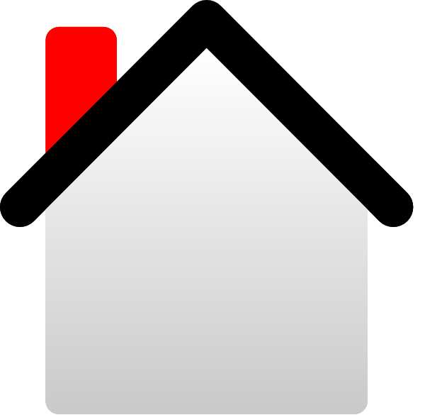 600x585 Clip Art 2d Gray House With Black Roof And Red Chimney Free Image