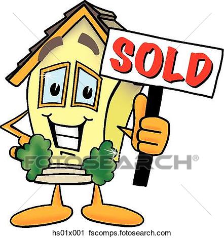 442x470 Clipart Of House With A Sold Sign Hs01x001