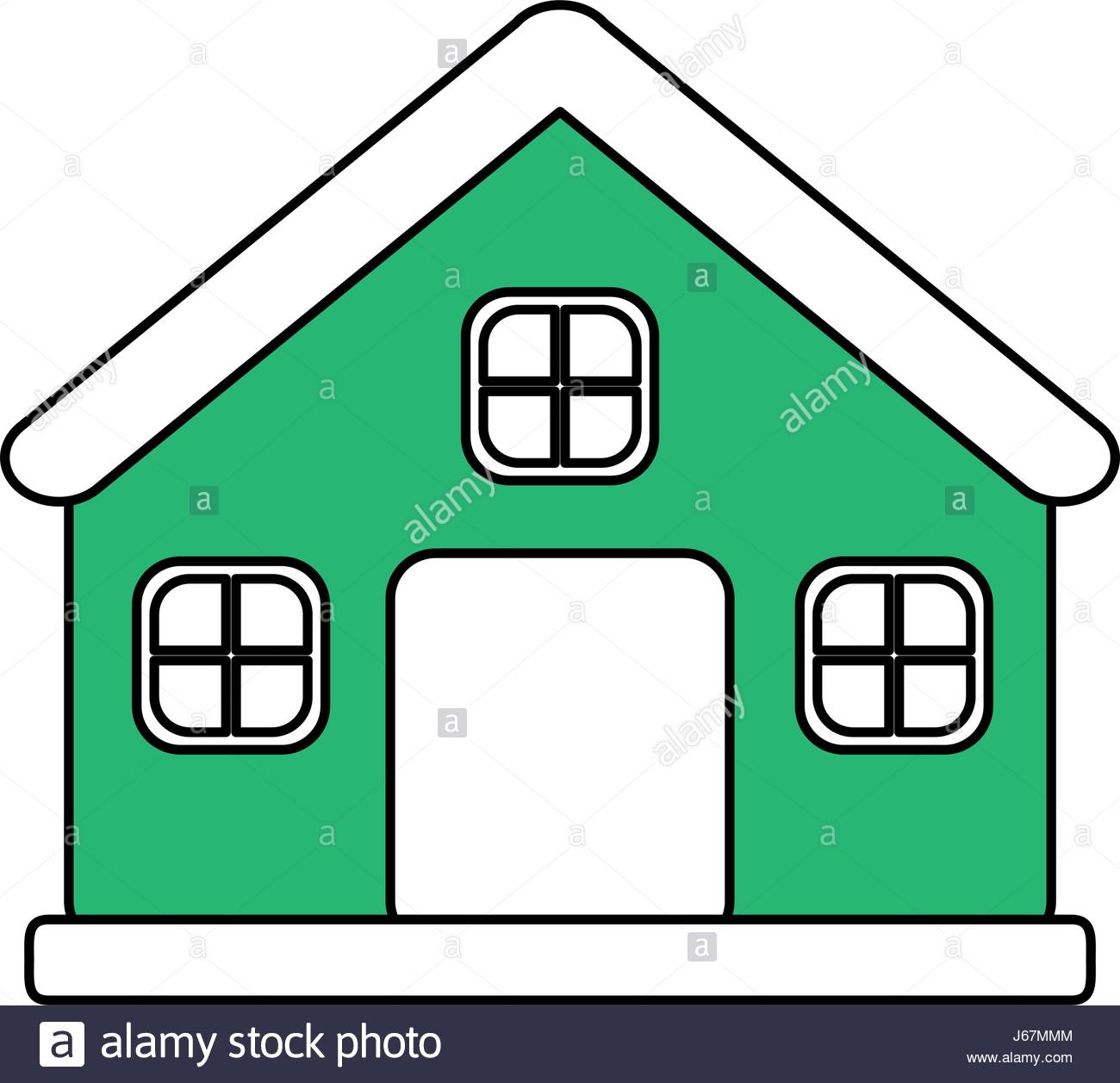 1300x1257 Color Silhouette Image Cartoon Green Facade Comfortable House