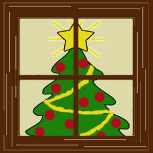 300x300 Clipart Picture Of A Christmas Tree Seen Through A Window
