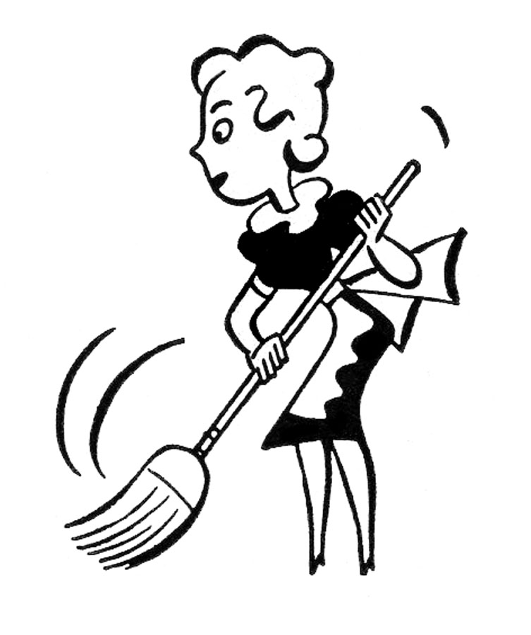 753x900 Retro Clip Art Sweeping People Cleaning The Graphics Fairy 2