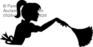 300x151rt Illustration Of Silhouette Of Housekeeper Or Maid Using