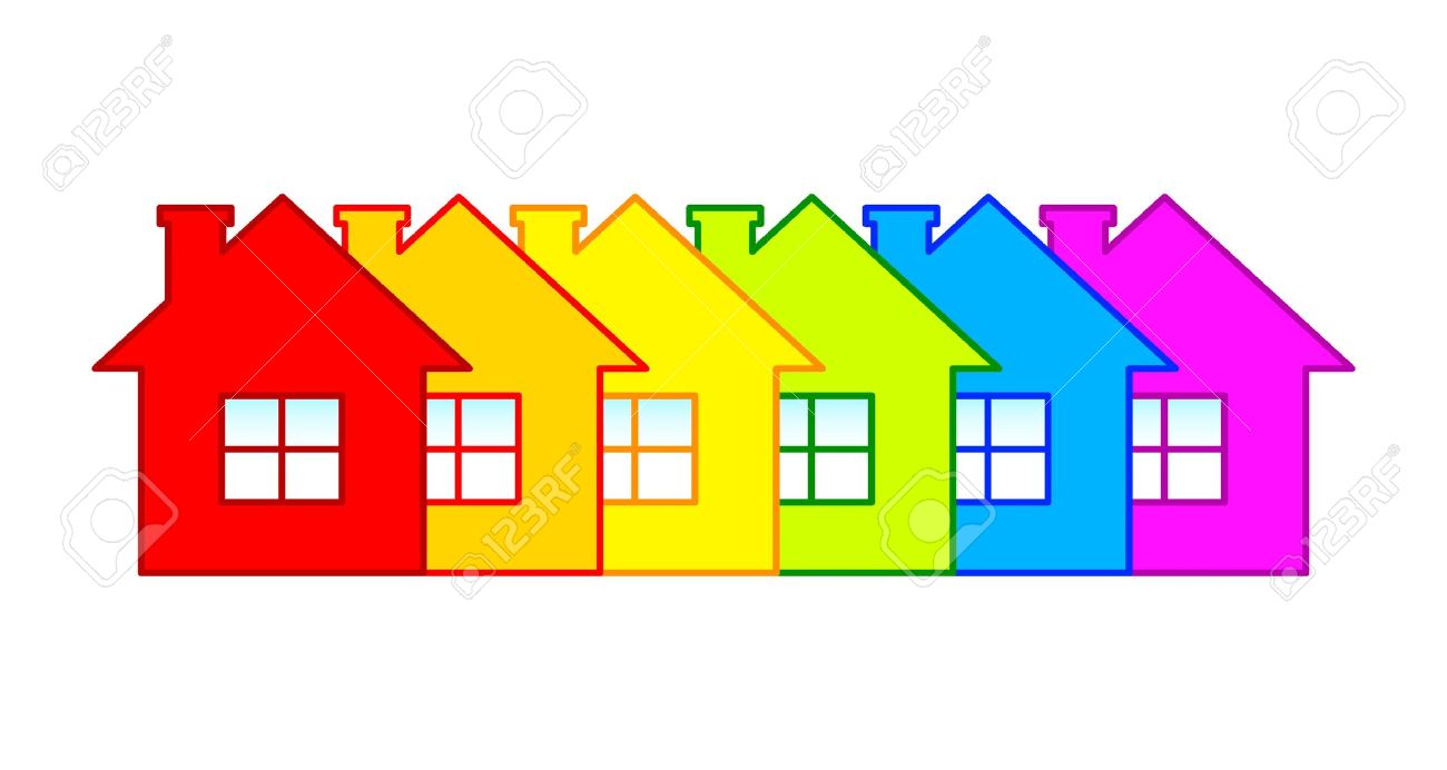 1300x692 Colored Houses Clipart