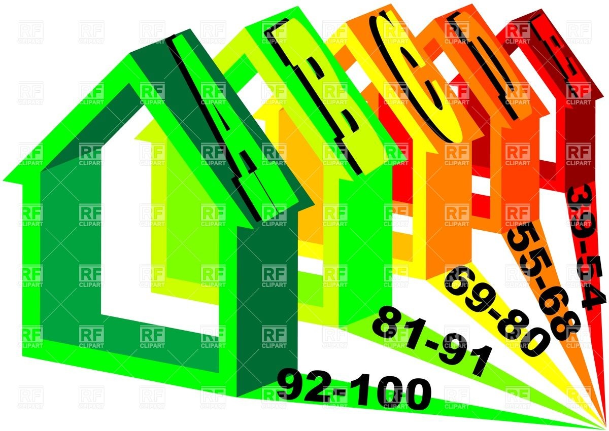 1200x850 Silhouettes Of Five Houses With Energy Efficiency Rating Royalty