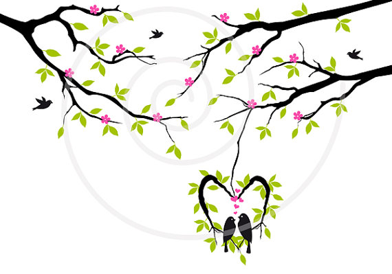570x399 Birds In Heart Nest Wedding Invitation Wedding Tree