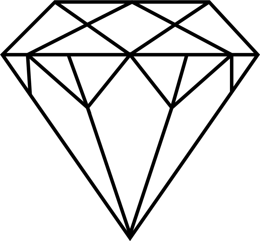 1090x1009 Simple 3d Diamond Drawing