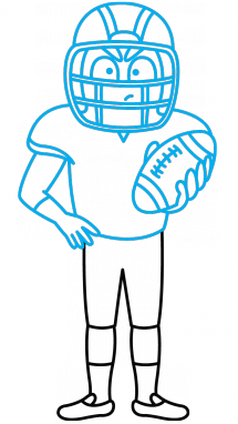 215x382 How To Draw An American Football Player, A Sportsman, Easy Step By