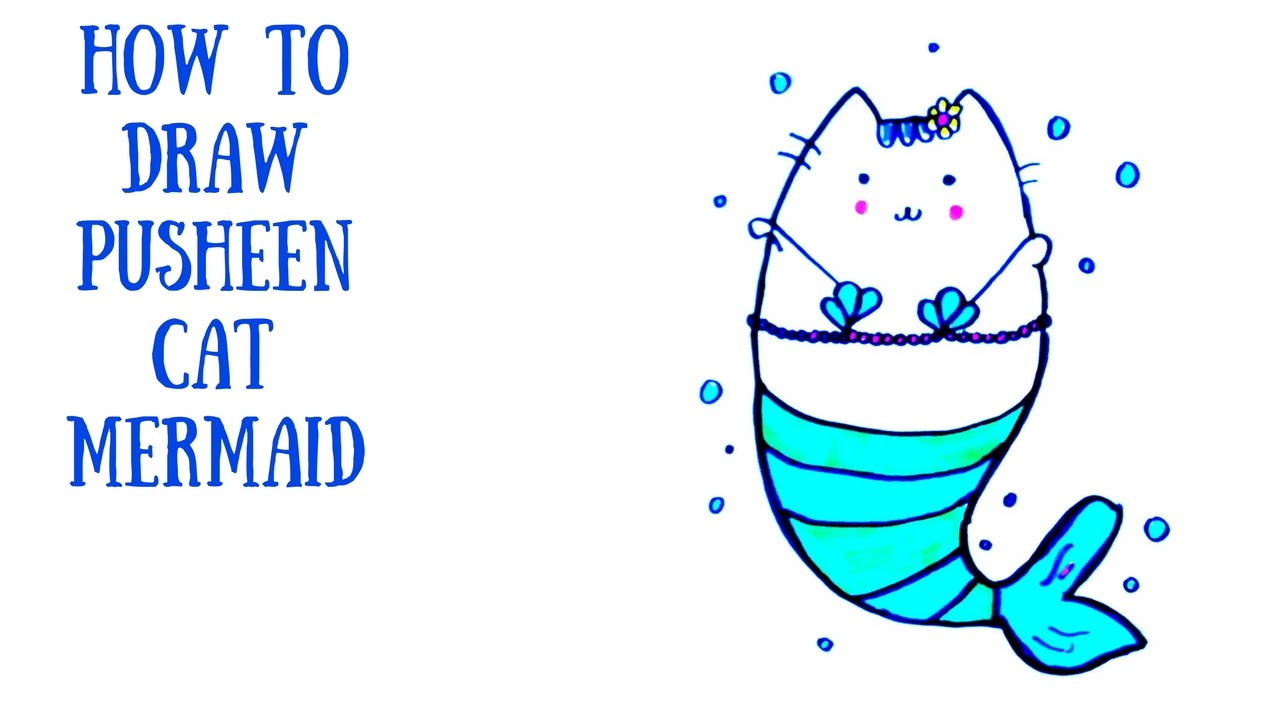 1280x720 How To Draw A Pusheen Cat Mermaid