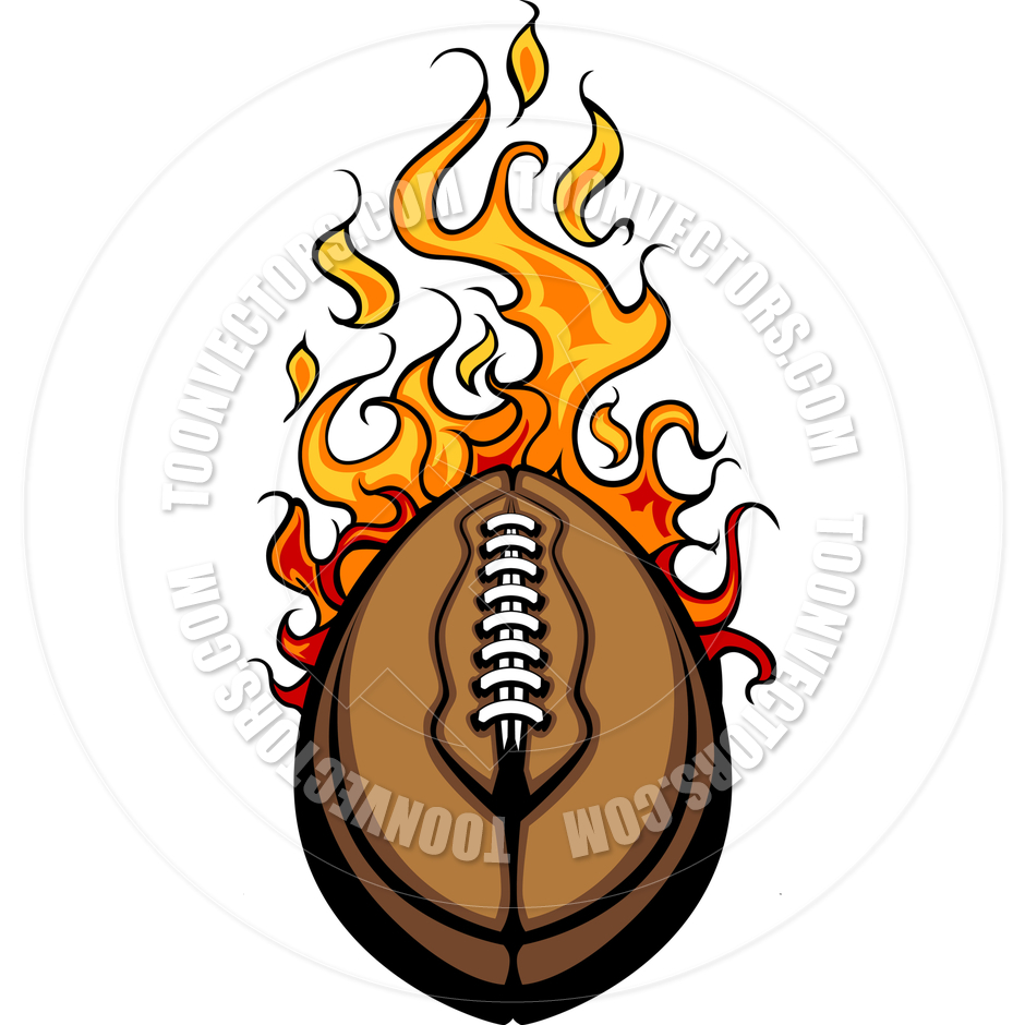 940x940 American Football Ball Flaming Vector Cartoon By Chromaco Toon
