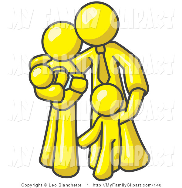 600x620 Clip Art Of A Yellow Family Man, A Father, Hugging His Wife