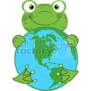 300x300 Royalty Free 5658 Royalty Free Clip Art Happy Frog Hugging Planet