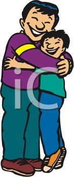 146x350 Royalty Free Clipart Image Boy Hugging His Father